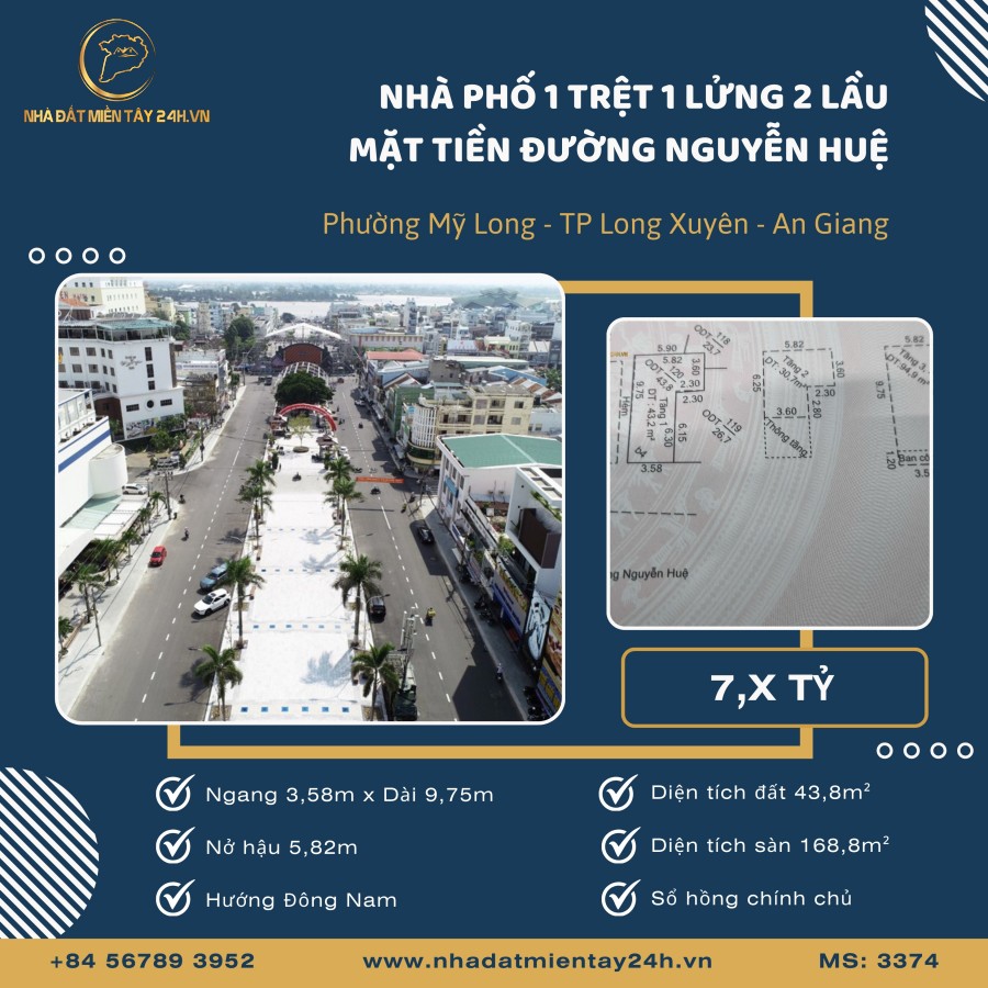 🏠 BÁN NHÀ PHỐ 1 TRỆT 1 LỬNG 2 LẦU – VỊ TRÍ ĐẮC ĐỊA TRUNG TÂM LONG XUYÊN! (MS: 3374) 🌟